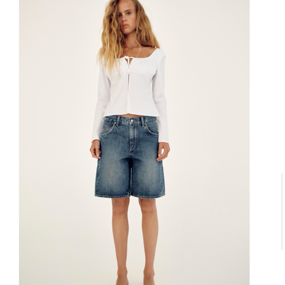 Zara White Long Sleeve Blouse